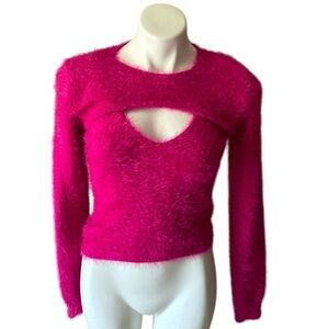 Forever 21 Women’s Hot Pink Y2K Fuzzy Tank And Bolero Set Size Small